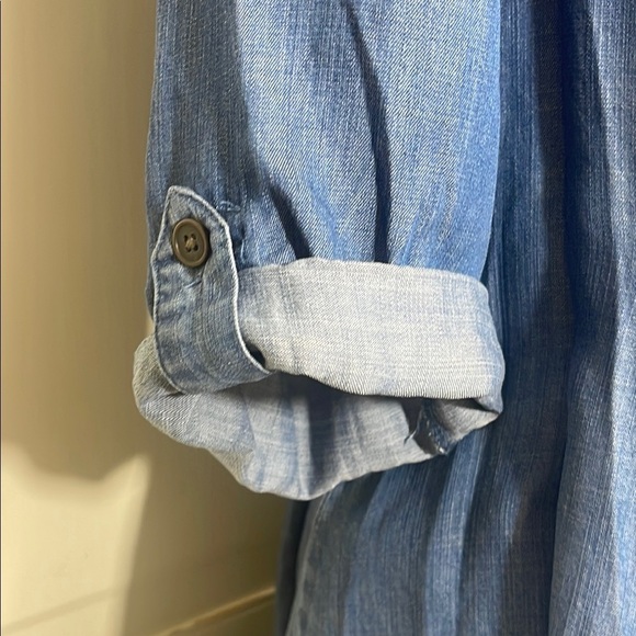 Chelsea & Theadore Women’s Blue Denim Shirt Dress Knee-Length Chambray Sz S - Picture 7 of 11